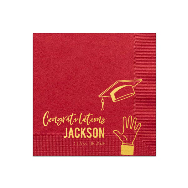 Cap Toss Graduation Congratulations Napkin