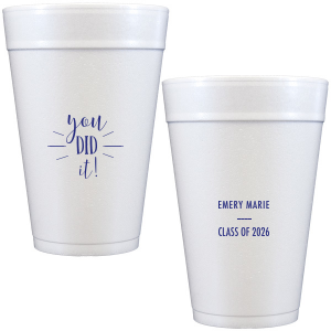 Celebrate the big achievement with the You Did It! Graduation Cup. Featuring an enthusiastic "You did it!!" complete with a graduation cap and class year, this design is perfect for toasting to the new graduate’s success and bright future.