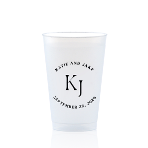 Embrace the essence of matrimonial elegance with the Nuptial Arch Initials Cup, featuring the couple's names and wedding date in a minimal and pristine design, arched gracefully over their shared initials. Cheers to this chic wedding day decor.
