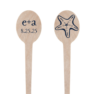The ever-popular Matte Navy Round Stir Stick with Matte Navy Foil has a Starfish graphic and is good for use in Beach/Nautical themed parties and can be personalized to match your party's exact theme and tempo.