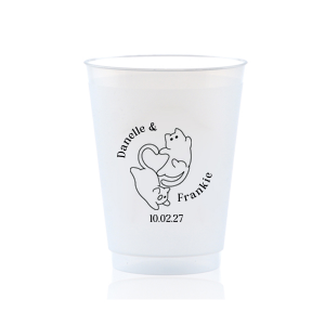 Unite in love with the Cat Tails of Love Wedding Cup, where two cats entwine tails to form a heart. Arched around the design you can customize with the couple's names and below the date of your union.
