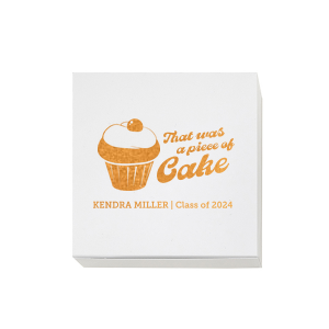 Package your pride with the Piece of Cake Grad Box, personalized with the graduate's name and graduation year, paired with a sweet cupcake graphic and the reassuring phrase "That was a piece of cake." An adorable way to celebrate their effortless success.