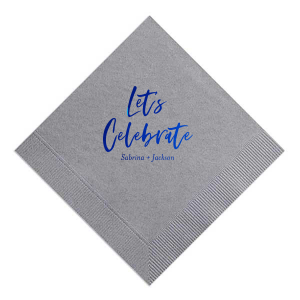 Sprinkle cheer across your tables with the Festive Let's Celebrate Wedding Napkin. Bold and bright script sets off the party vibe, while your names and date below keep the memories close. A spirited touch for a day to remember!