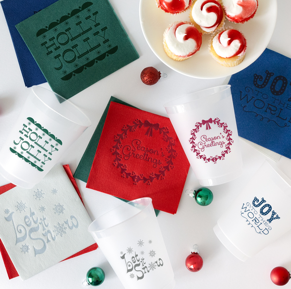 Frosted party cups for Christmas