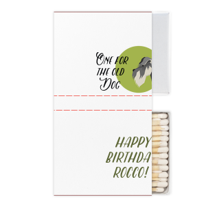 Our personalized White Classic Custom Photo Matchbox with Matte Black Ink Digital Print Colors and Matte Army Green Ink Digital Print Colors can be customized to complement every last detail of your party.
