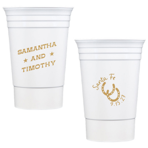 Get wild and rowdy with the customizable Giddy-Up Western Cup. Personalize the text with the names of your favorite cowpokes in the ink color of your choice. Perfect for sipping cool refreshments during blistering summer hoedowns. 