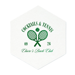 Warm weather means more time on the court, so pair your next outdoor event with the Cocktails & Tennis Coaster from our Country Club collection. The sporty design gives off club house vibes perfect for making your special occasion feel more exclusive. The foil stamped design is customizable in your choice of text and colors to best show off your impeccable tastes.