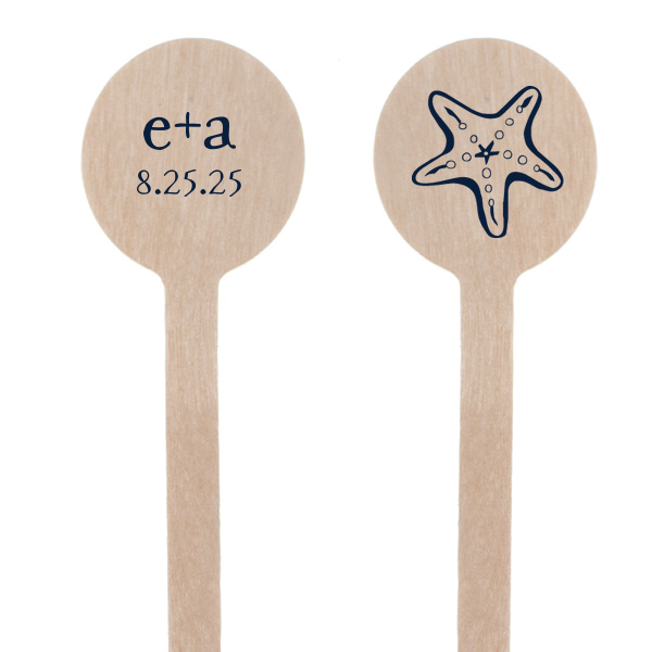 The ever-popular Matte Navy Round Stir Stick with Matte Navy Foil has a Starfish graphic and is good for use in Beach/Nautical themed parties and can be personalized to match your party's exact theme and tempo.