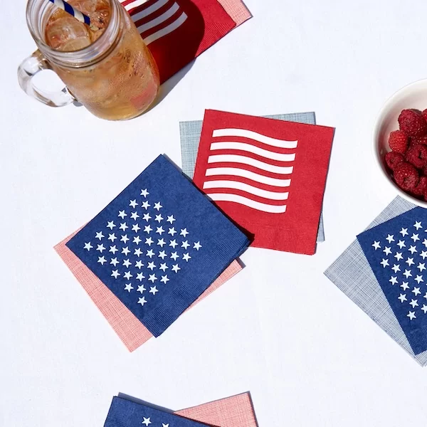 Stars & Stripes cocktail napkin pack on a table