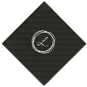 Enhance your table setting with the Modern Scribble Initial Napkin. Showcasing a whimsical scribble circle around your chosen initial, it infuses contemporary elegance and personalized style into every meal, making each dining experience uniquely chic.