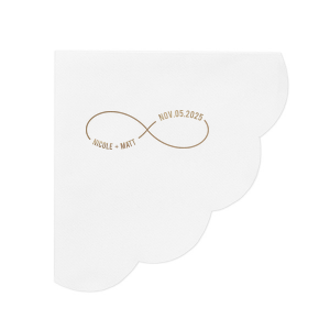 Show your partner your infinite love with this infinity sign napkin. This minimalist party accessory is perfect for celebrating your wedding day. Customize this personalized napkin with your name and date of event. 