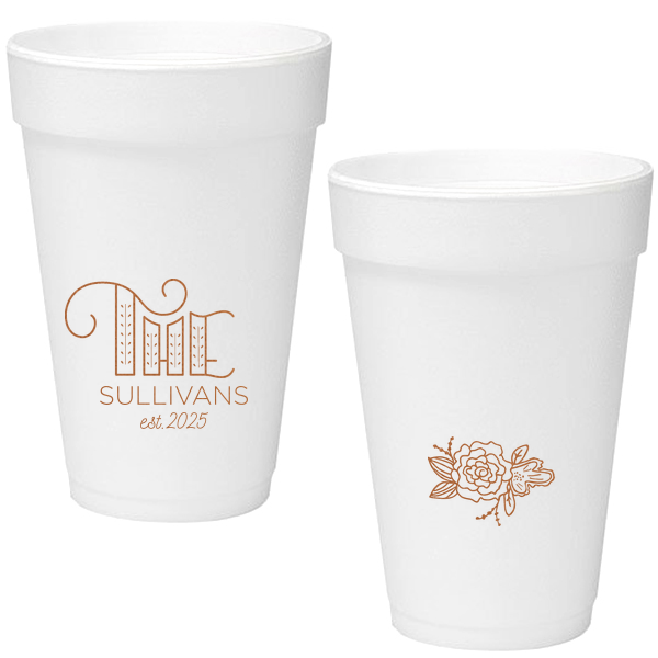 Nashville Wedding Foam Cups, Custom Printed Styrofoam Cups