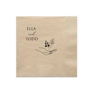 ForYourParty's chic Sand Cocktail Napkin with Matte Black Foil has a Floating Floral Hand graphic and is good for use in Floral, Trendy themed parties and will impress guests like no other. Make this party unforgettable.