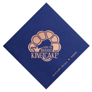 Celebrate Mardi Gras in style with this custom Mardi Gras napkin. Featuring a fun king cake graphic, this napkin will be a hit at your party. 