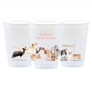 Celebrate your dog themed party with ForYourParty's customizable Puppy Party photo cups.  With a pack of party ready pups and room for your text, these cups will wow your guests.