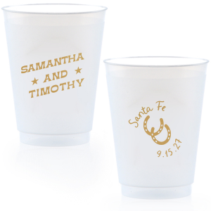 Get wild and rowdy with the customizable Giddy-Up Western Cup. Personalize the text with the names of your favorite cowpokes in the ink color of your choice. Perfect for sipping cool refreshments during blistering summer hoedowns. 