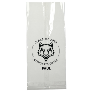 ForYourParty's chic Ivory Cookie Bag with Matte Black Foil has a Wolf Mascot graphic and is good for use in Animals, Graduation themed parties and are a must-have for your next event—whatever the celebration!