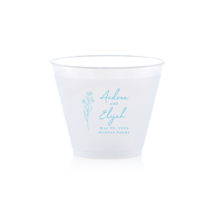 Embrace nature’s charm with the Wildflower Couple Names Wedding Cup, featuring a delicate wildflower stalk alongside the couple’s names in a simple, organic script. Perfect for celebrations that revel in the beauty of the outdoors and natural elegance, this cup subtly includes the event date and location.