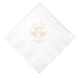 Our beautiful custom White Pin Dot Cocktail Napkin with Shiny Copper Foil has a Floral Gem graphic and is good for use in Floral, Trendy, Geometric themed parties and will add that special attention to detail that cannot be overlooked.