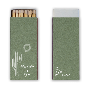 Make your next summertime party event a hot one with the Southwest Skull & Cactus Matchbox. Customize the color, style and text to create a perfect memento of the summer. 
