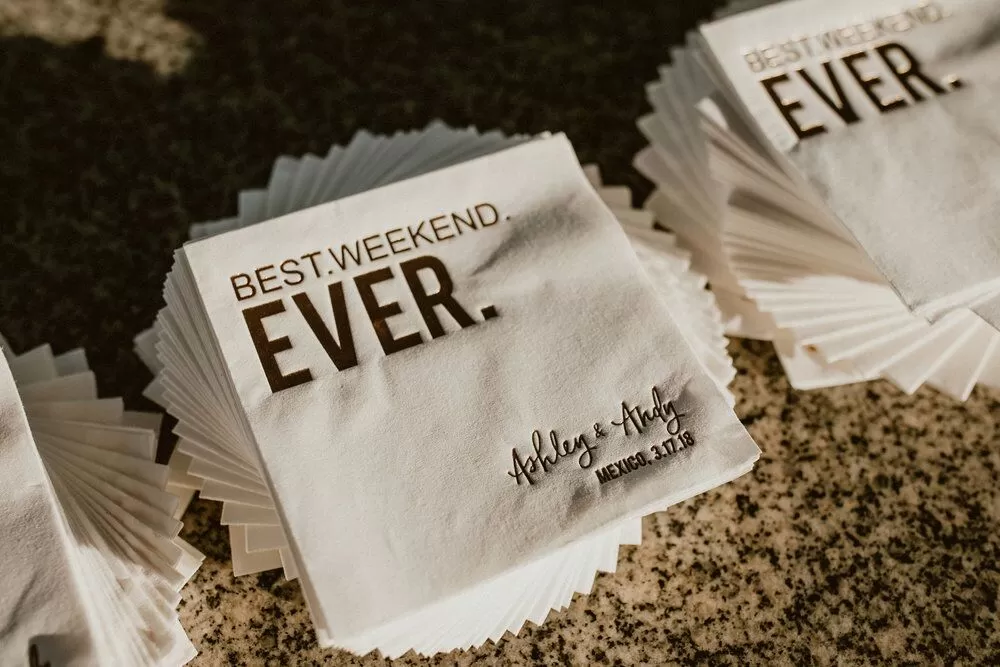 personalized "best weekend ever" cocktail napkins for Everyday Pursuits