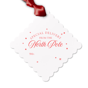 The Special Delivery From The North Pole Gift Tag has unique graphics together with your name on it and will be a wonderful surprise for your loved ones! Leave them speechless!