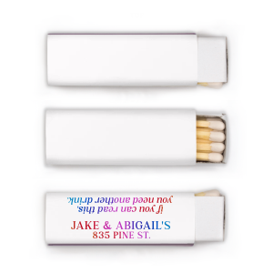 Light up these Get Another Drink Our Place Matches and watch the fun begin! The catchy phrase and eye-catching design will get the party started and keep it going. Perfect for a home bar, game room, or backyard barbecue, these matches are sure to be a hit.