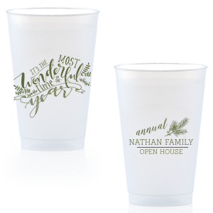 Raise a glass to yuletide tunes with the The Most Wonderful Time Holiday Cup, where the iconic lyrics twirl amid seasonal greenery. On the back, a pine bough awaits your festive verse, making each sip a jingle of joy.