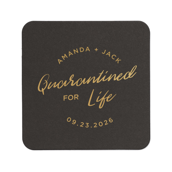Our custom White Round Coaster with Satin 18 Kt. Gold Foil will give your party the personalized touch every host desires.