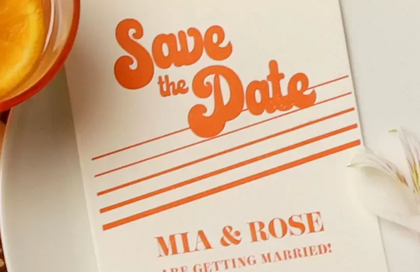 close up of letterpress invitation