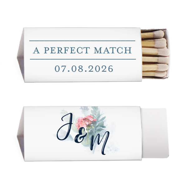 Our custom White Square Custom Photo Matchbox with Matte Stone Blue Ink Digital Print Colors and Matte Navy Ink Digital Print Colors are a must-have for your next event—whatever the celebration!