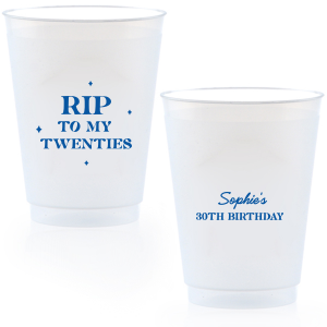 Commemorate a milestone birthday with the New Decade Starburst Cup, personalized with the honoree's name and the dawn of a new era. Featuring "RIP to my twenties" or your custom age farewell, this cup is sprinkled with celebratory stars, perfect for commemorating the next fabulous decade.
