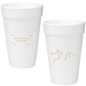 See the stars align with the Written in the Stars Cup. Featuring the astrological signs of Aquarius and Libra as snazzy graphics, this star dazzled cup is well suited for Zodiac themed parties, ensuring everyone's horoscopes is set for a good time.