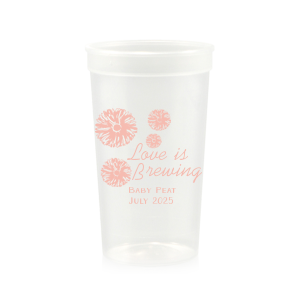 Our Love Is Brewing Flower Cup has a Wild Flower Napkin graphic and is good for use in Cid Pear themed parties and can be personalized to match your party's exact theme and tempo.