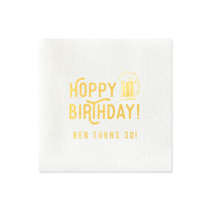 The ever-popular White Cocktail Napkin with Shiny 18 Kt Gold Foil has a Brew graphic and is good for use in Drinks themed parties and can be personalized to match your party's exact theme and tempo.