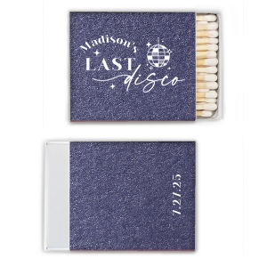 A custom matchbox is a unique bachelorette party favor that the bridal party will love! Personalize this retro inspired matchbox with the bride's name and date. 