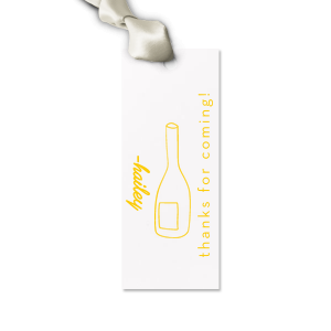 Express your gratitude in style with the Minimal Bridal Shower Chic Bottle Tag, showcasing a sleek line drawing of a wine bottle. To the left, personalize with the bride-to-be's name in a contemporary script, and to the right, the simple yet elegant "thanks for coming" in a clean sans serif. The perfect finishing touch for your chic and modern bridal shower favors.