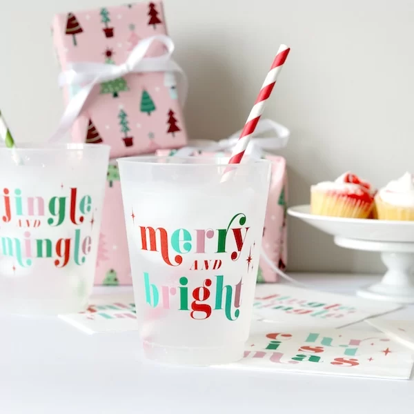 Merry And Bright party cup design