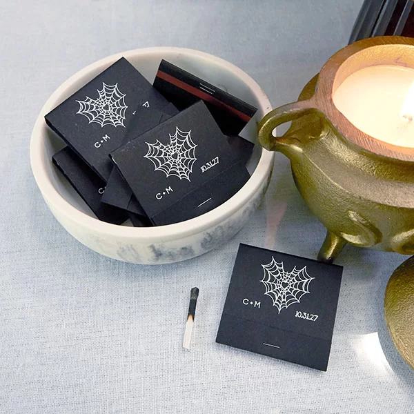 Web Heart Match in bowl aside candle