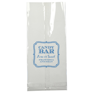 Transform treat-giving into a bespoke affair with the Candy Bar Names Bag, encasing heartfelt gifts within an ornately framed design. "Love is Sweet" elegantly crowns the celebrants' names, elevating every goody bag to a cherished, personalized memento of the occasion.