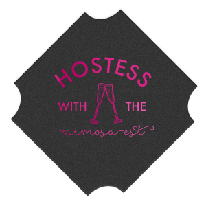 ForYourParty's elegant Kraft with Blush back Deco Coaster with Shiny Fuchsia Foil has a Flutes graphic and is good for use in Drinks, Wedding, Holiday themed parties and are a must-have for your next event—whatever the celebration!