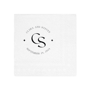 Embrace the essence of matrimonial elegance with the Nuptial Arch Initials Napkin, featuring the couple's names and wedding date in a minimal and pristine design, arched gracefully over their shared initials. A timeless touch for your wedding day decor.