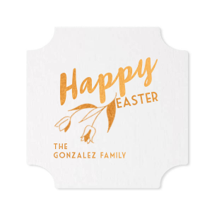 Our custom Eggshell Square Coaster with Matte Leaf Foil has a Tulip Flower graphic and is good for use in Floral and Easter themed parties and will give your party the personalized touch every host desires.