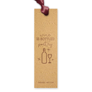 Savor the literary essence of vino with the Bottled Poetry Bookmark, echoing Robert Louis Stevenson's tribute to wine's dynamic character. Adorned with a wine bottle and glass amidst stars, this bookmark toasts to the rich, unfolding narrative in every pour