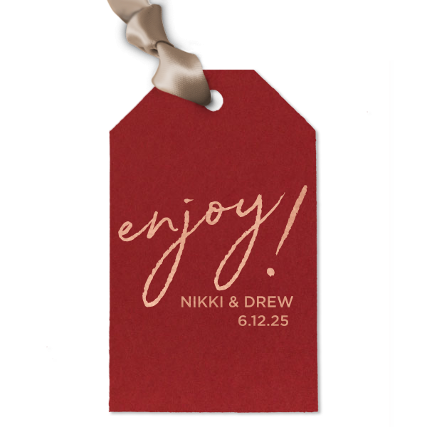 Custom Natural Scarlet Diamond Gift Tag with Shiny Rose Gold Foil can be customized to complement every last detail of your party.