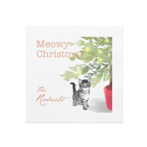 Meowy Christmas Cat Photo/Full Color + Foil Napkin