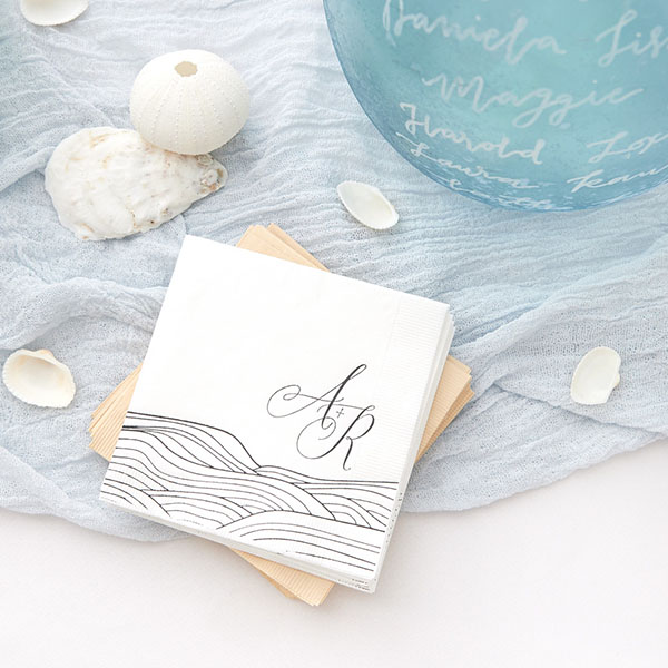 Romantic Waves Initials Napkin
