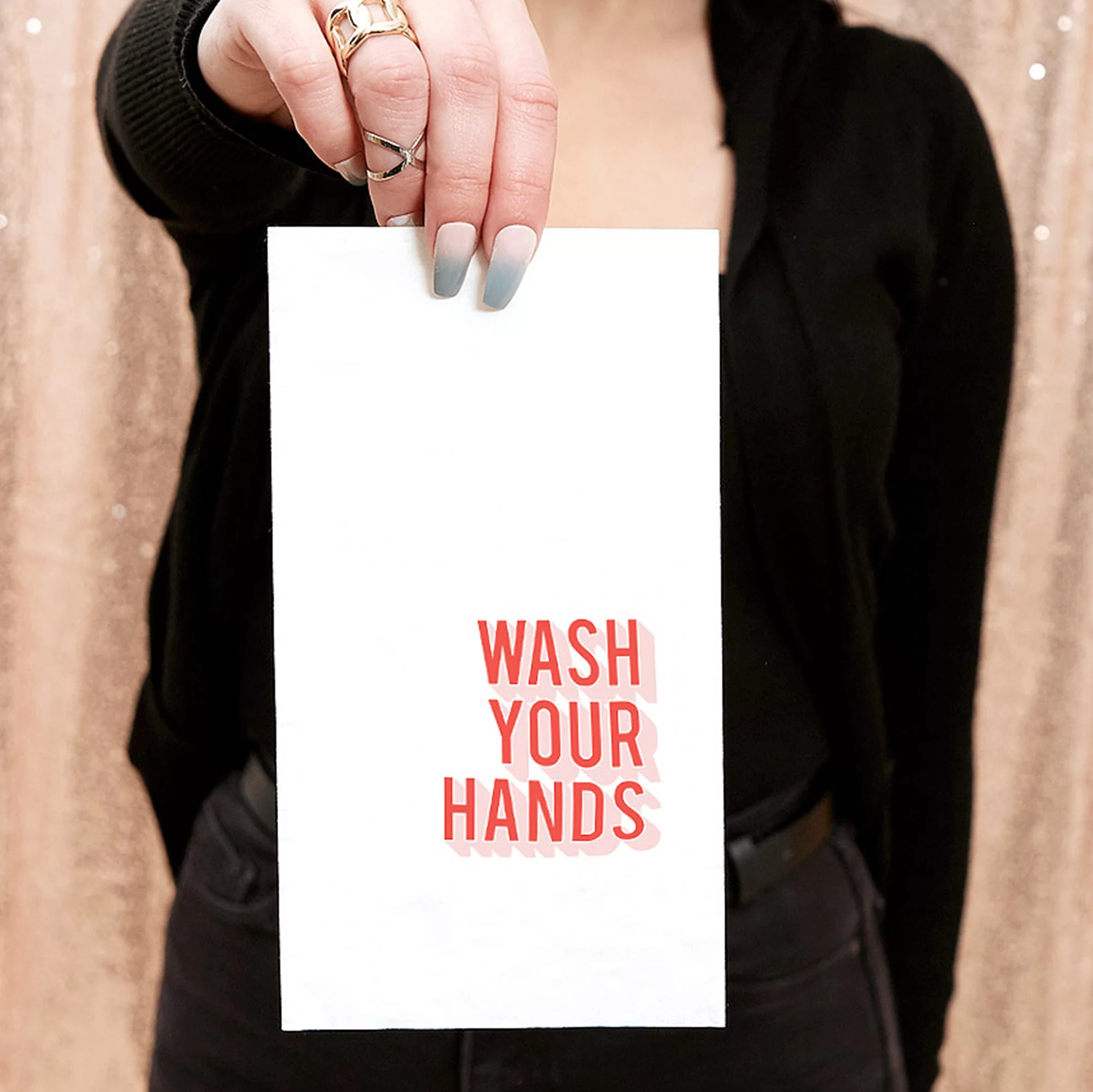 Wash your hands design in bright red and pink