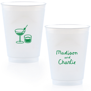 Add a splash of fun with the Cocktail Hour Couples Cup. Featuring text personalized to your name in the screen print ink color of your choice, the popular design is perfect for anniversaries, retirements and engagements!