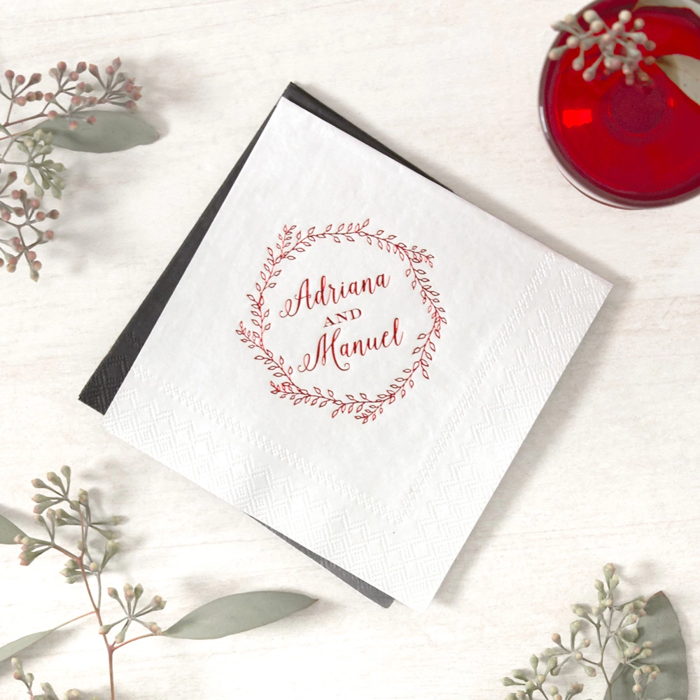 personalized Sweet Wreath wedding napkins